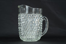 Load image into Gallery viewer, Vintage Pressed Glass Pitcher and 6 Tumblers Diamond Pattern Set
