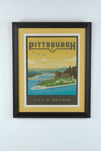 Load image into Gallery viewer, Visit Historic Pittsburgh PA City of Bridges Framed Travel Poster 23 x 28
