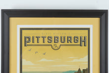 Load image into Gallery viewer, Visit Historic Pittsburgh PA City of Bridges Framed Travel Poster 23 x 28
