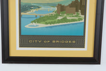 Load image into Gallery viewer, Visit Historic Pittsburgh PA City of Bridges Framed Travel Poster 23 x 28
