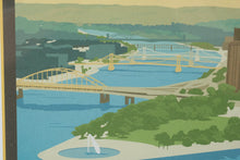 Load image into Gallery viewer, Visit Historic Pittsburgh PA City of Bridges Framed Travel Poster 23 x 28
