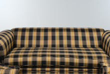 Load image into Gallery viewer, Plaid Upholstered Roll Arm Sofa with Down-Filled Pillows
