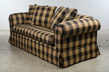 Load image into Gallery viewer, Plaid Upholstered Roll Arm Sofa with Down-Filled Pillows
