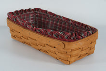 Load image into Gallery viewer, Longaberger 1992 Plaid Liner Bread Basket w/ Protector – Handwoven in Dresden, Ohio
