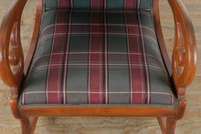 Load image into Gallery viewer, Classic Upholstered Wooden Rocking Chair with Plaid Fabric
