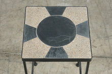Load image into Gallery viewer, Vintage Terrazzo Stone Mosaic Plant Stand Twisted Iron 18 Inch
