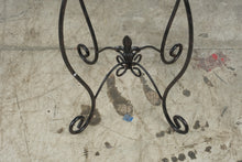 Load image into Gallery viewer, Round Wrought Iron Glass Top Accent Table Fleur De Lis Scrollwork 23 Inch
