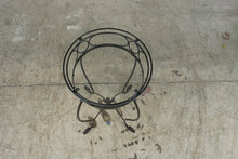 Load image into Gallery viewer, Round Wrought Iron Glass Top Accent Table Fleur De Lis Scrollwork 23 Inch
