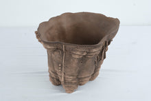 Load image into Gallery viewer, Handmade Stoneware Bonsai Pot Sculptural Brown Planter Signed

