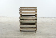 Load image into Gallery viewer, Set of 3 Weathered Wood Slat Planter Stands Rustic Garden Plant Boxes
