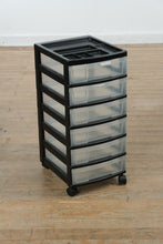 Load image into Gallery viewer, Black Plastic 6-Drawer Rolling Storage Organizer

