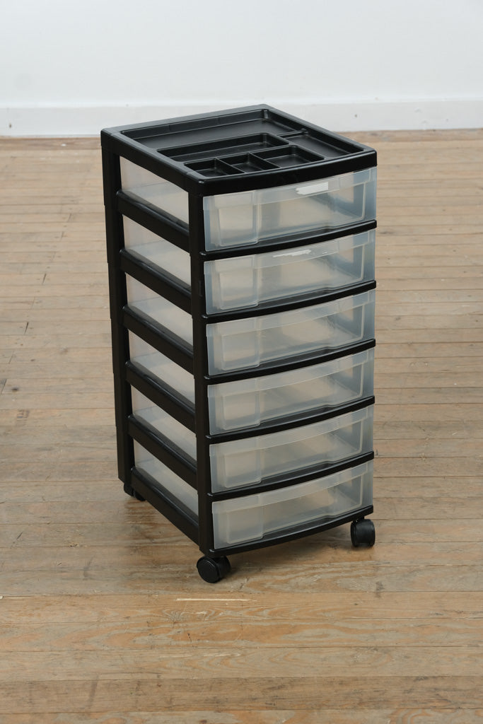 Black Plastic 6-Drawer Rolling Storage Organizer