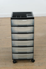 Load image into Gallery viewer, Black Plastic 6-Drawer Rolling Storage Organizer
