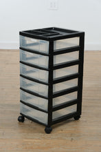 Load image into Gallery viewer, Black Plastic 6-Drawer Rolling Storage Organizer
