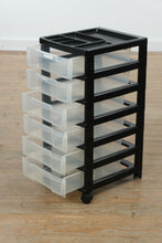 Load image into Gallery viewer, Black Plastic 6-Drawer Rolling Storage Organizer
