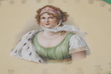 Load image into Gallery viewer, Queen Louise of Prussia Portrait Serving Tray Vintage Oval Platter Green Gold
