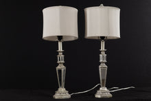 Load image into Gallery viewer, Pair of Silver Mirrored Candle Stick Lamps
