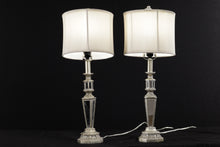 Load image into Gallery viewer, Pair of Silver Mirrored Candle Stick Lamps
