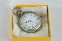 Load image into Gallery viewer, Antique Pocket Watch Unmarked White Dial Roman Numerals Key Wind Style
