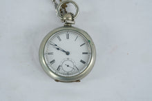 Load image into Gallery viewer, Antique Pocket Watch Unmarked White Dial Roman Numerals Key Wind Style
