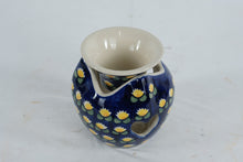 Load image into Gallery viewer, Manufaktura Polish Pottery Oil Burner / Wax Warmer – Hand-Painted Blue Floral Pattern, Bolesławiec Poland
