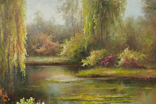 Load image into Gallery viewer, “Spring Willow Pond” – Original Oil on Canvas by W. Robbins
