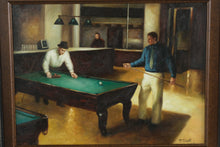 Load image into Gallery viewer, Original Oil Painting Pool Hall Billiards Scene Signed T Fritz Framed Vintage Genre Art
