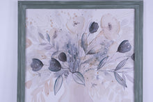 Load image into Gallery viewer, Pop of Blue Floral Canvas Wall Art Green Frame 45x45
