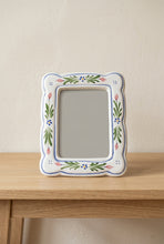 Load image into Gallery viewer, Vintage 1984 Fetco Ceramic Picture Frame Hand Painted Floral White Blue Pink
