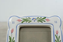 Load image into Gallery viewer, Vintage 1984 Fetco Ceramic Picture Frame Hand Painted Floral White Blue Pink
