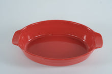 Load image into Gallery viewer, Red Stoneware Baking Dish – Made in Portugal – 12" x 7.5" Oval Baker with Handles
