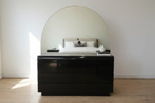 Load image into Gallery viewer, Postmodern Black Lacquer Dresser with Mirror Waterfall Front 6 Drawer
