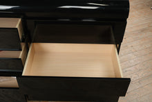 Load image into Gallery viewer, Postmodern Black Lacquer Dresser with Mirror Waterfall Front 6 Drawer
