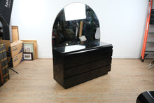 Load image into Gallery viewer, Postmodern Black Lacquer Dresser with Mirror Waterfall Front 6 Drawer
