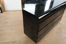 Load image into Gallery viewer, Postmodern Black Lacquer Dresser with Mirror Waterfall Front 6 Drawer
