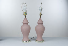 Load image into Gallery viewer, Vintage Pair Postmodern Ginger Jar Table Lamps Pink Textured 28 Inch
