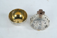 Load image into Gallery viewer, Mid Century Modern Silverplate Pierced Lidded Potpourri Box Brass Lined
