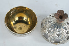 Load image into Gallery viewer, Mid Century Modern Silverplate Pierced Lidded Potpourri Box Brass Lined
