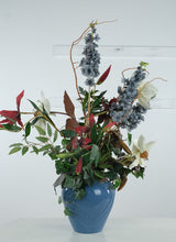 Load image into Gallery viewer, Large Artificial Floral Arrangement in Blue Ceramic Vase – 42” Tall Decorative Floor Accent
