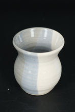 Load image into Gallery viewer, Signed Marilyn Palsha Studio Pottery Vase – NC Artist, Swirled Blue &amp; Gray Glaze
