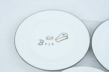 Load image into Gallery viewer, Pottery Barn Cheese Appetizer Plates Set of 3 Brie Gouda Stilton 8 Inch
