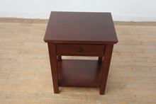 Load image into Gallery viewer, Pottery Barn Wood Side Table One Drawer Nightstand Shelf End Table
