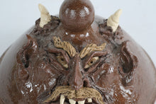 Load image into Gallery viewer, Handmade Stoneware Lidded Vessel Grotesque Face Sculpture Fantasy Folk Art
