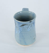 Load image into Gallery viewer, Handmade Blue Studio Pottery Mug Signed Floral Stoneware Coffee Cup 5 Inch
