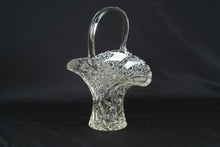 Load image into Gallery viewer, Vintage Clear Pressed Glass Basket Vase Hobnail Diamond Pattern Handle

