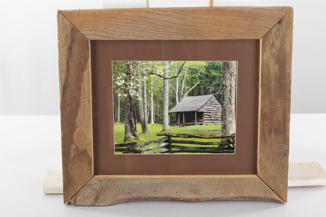 Primitive Cabin Photograph in Rustic Frame