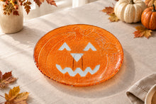 Load image into Gallery viewer, Vintage LE Smith Style Orange Glass Jack O Lantern Pumpkin Halloween Platter 13 Inch
