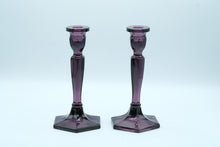 Load image into Gallery viewer, Pair of Fenton American Legacy Amethyst Candle Holders
