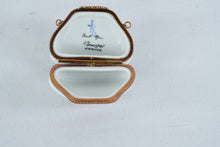 Load image into Gallery viewer, Limoges France Peint Main Porcelain Purse Trinket Box Hand Painted Roses Chain
