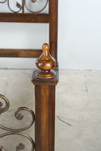 Load image into Gallery viewer, Queen Size Wood and Wrought Iron Bed Frame with Scrollwork Headboard and Footboard
